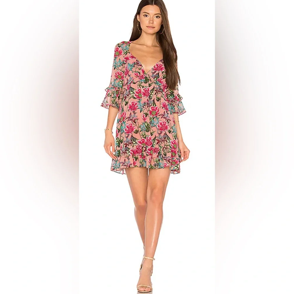 For Love & Lemons Churro Mini Dress Pink Flamenco Small - Picture 12 of 12